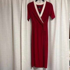 Express Red and Cream Midi Dress